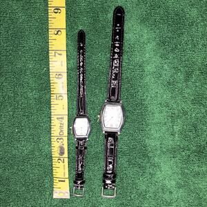 VINTAGE Set Of Mens & Women NEW SKC Quartz Watches Working Silver Black Leather